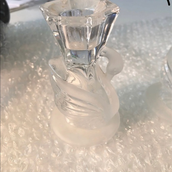 Partylite Swan crystal candlestick holders (2)